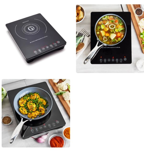 GreenPan Portable Induction Cooktop, Countertop Burner with Temperature Controls, Programmable LED Display with Timer, 1800W, Black