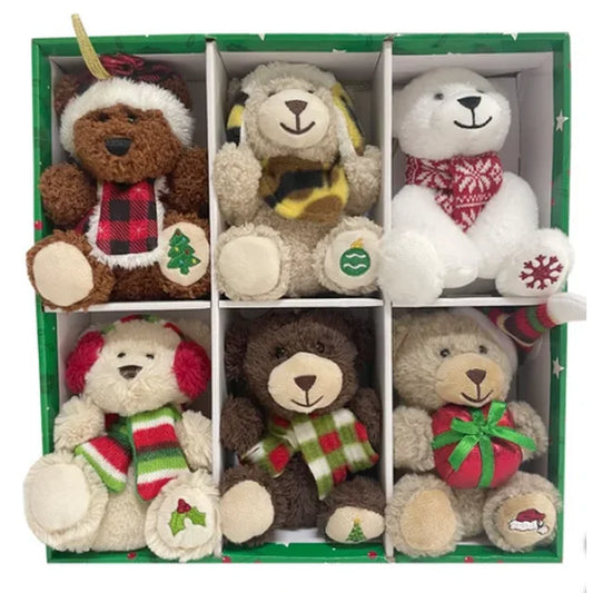 4.5” Plush Bear & Animal Ornaments, 12-piece Set