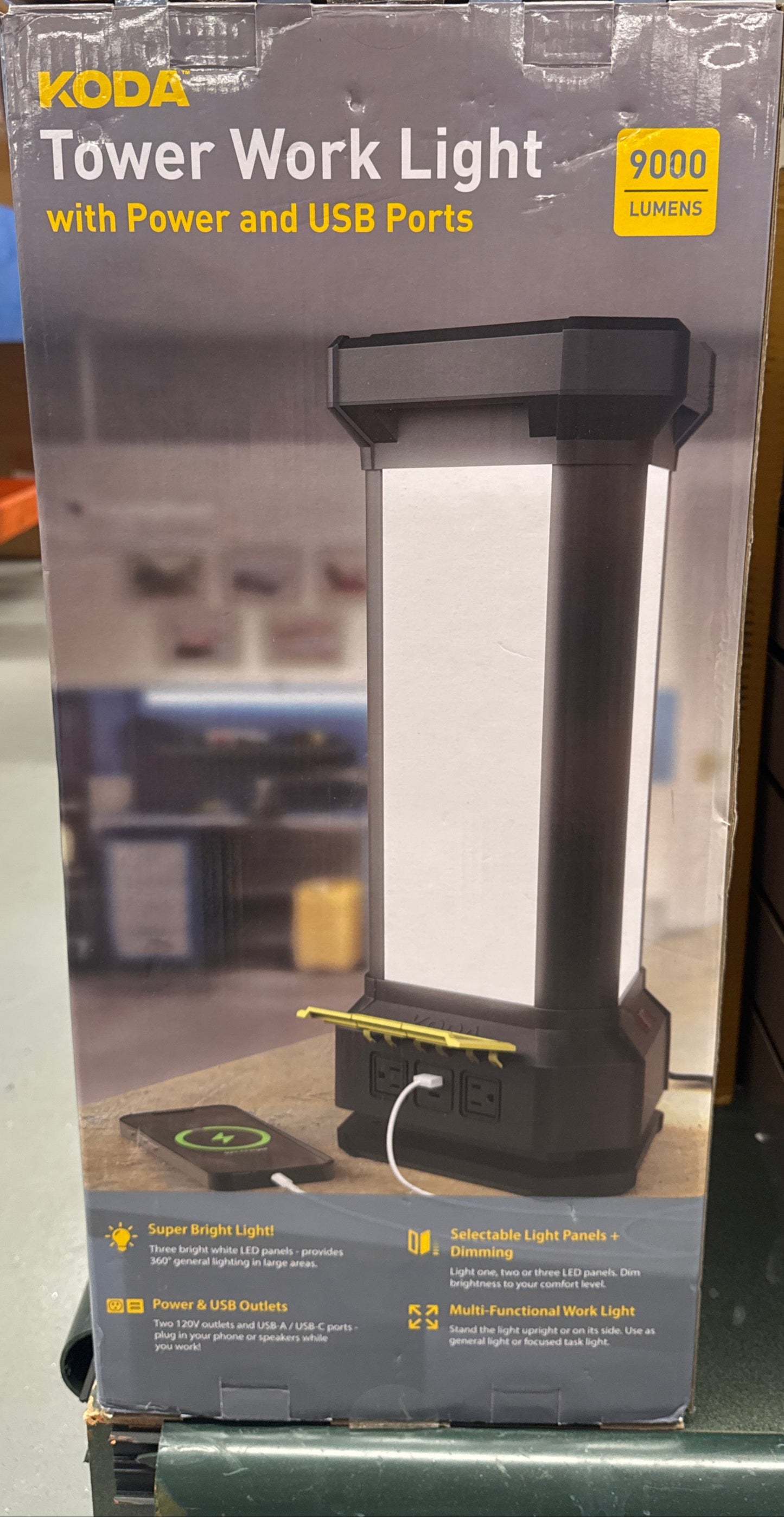 Koda tower work light with power and USB ports
