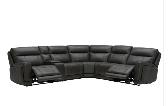 Lauretta 6-piece Leather Power Reclining Sectional with Power Headrests