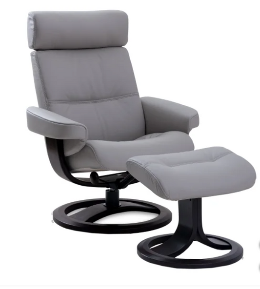 Leather Recliner & Ottoman-Oslo
