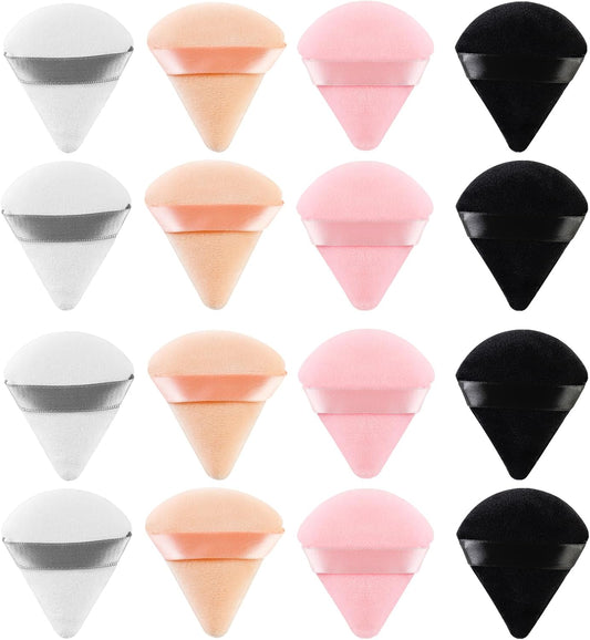 16 Pieces Triangle Powder Puff Face Soft Triangle Makeup Puff Velour Cosmetic Fo