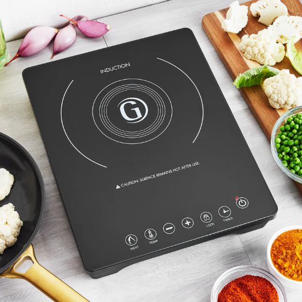 GreenPan Portable Induction Cooktop, Countertop Burner with Temperature Controls, Programmable LED Display with Timer, 1800W, Black