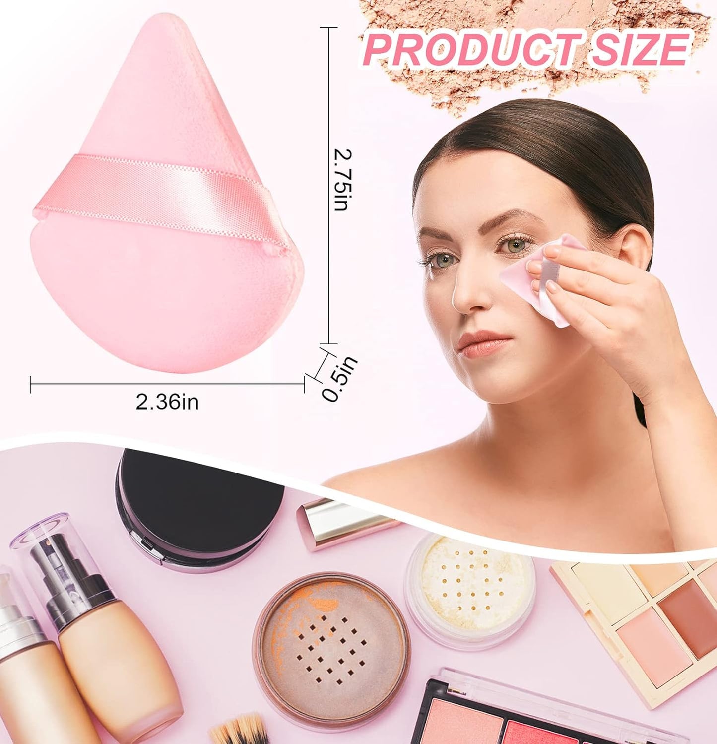 16 Pieces Triangle Powder Puff Face Soft Triangle Makeup Puff Velour Cosmetic Fo