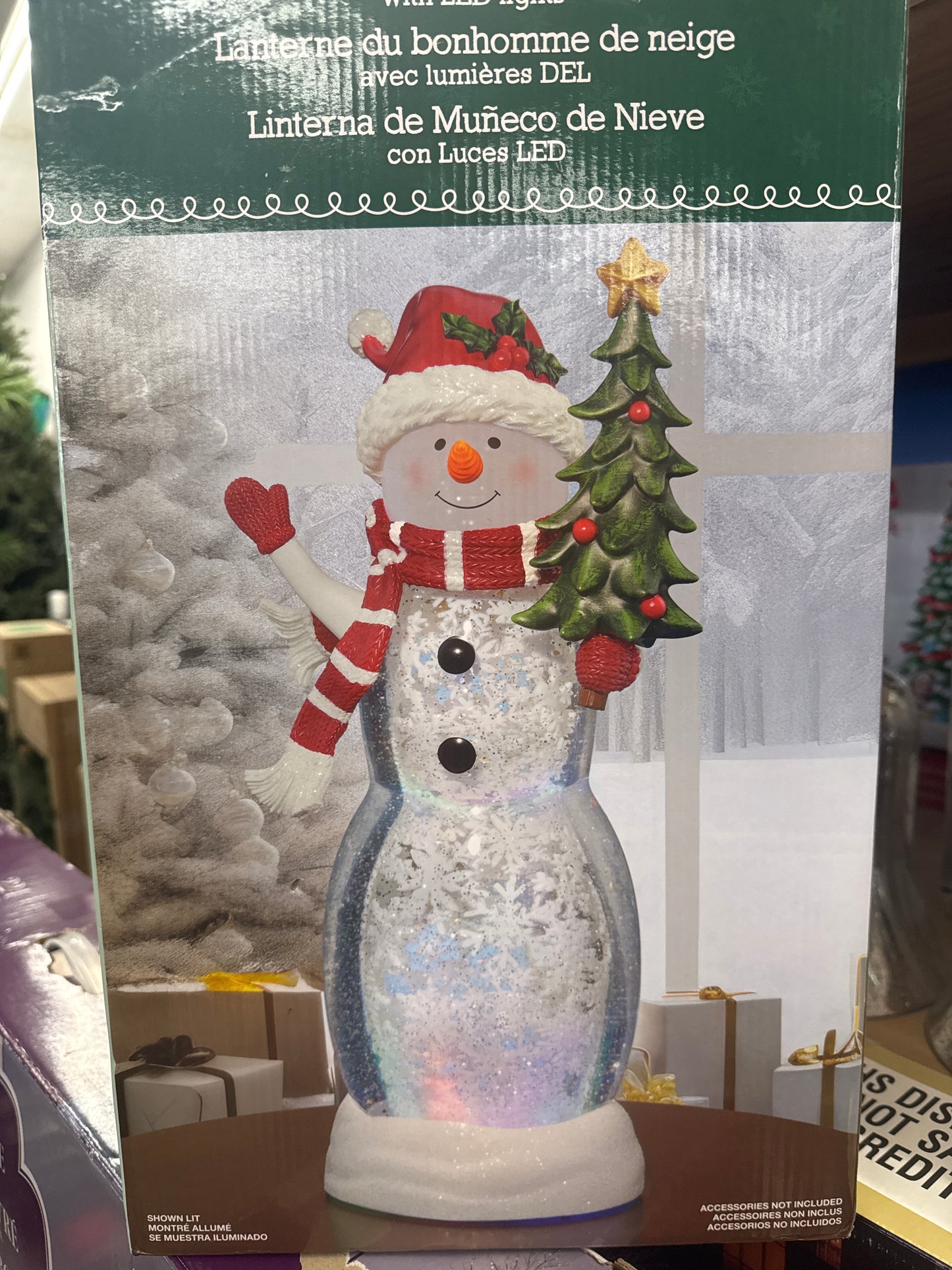 Snowman Lantern with LED Lights