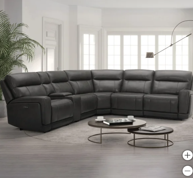 Lauretta 6-piece Leather Power Reclining Sectional with Power Headrests