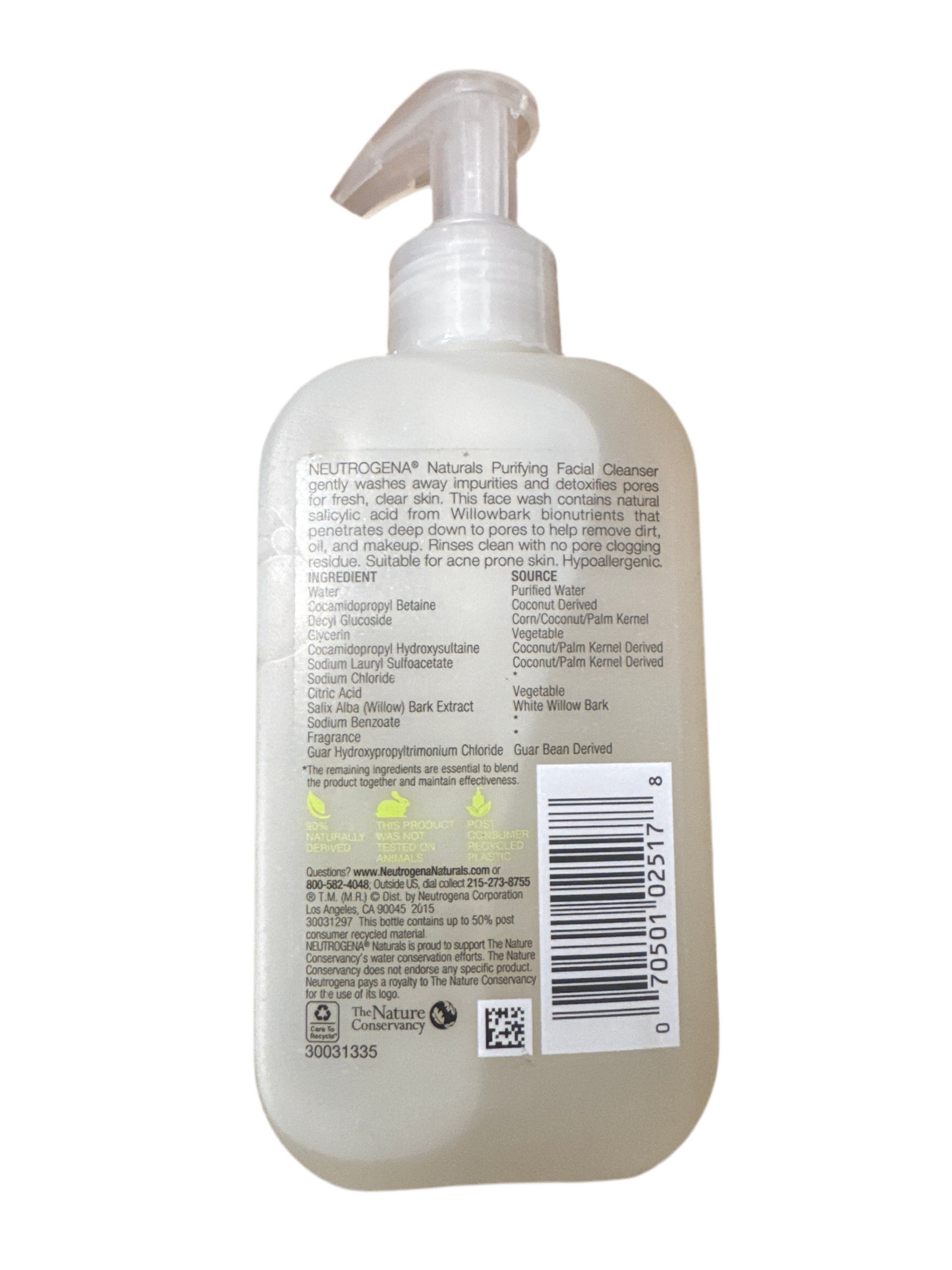 Neutrogena naturals purifying facial cleanser 6oz Discontinued