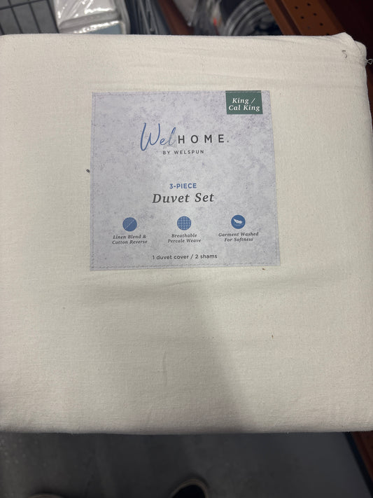 WelHome Cotton Linen Relaxed Duvet Cover, 3-piece Set