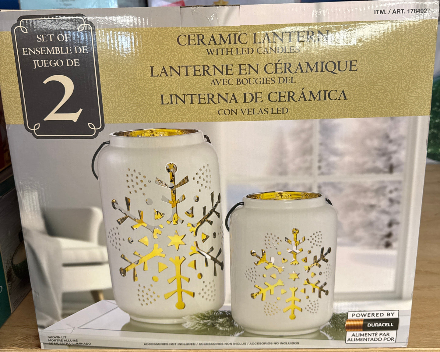 Evergreen, Ceramic LED Lanterns, set of 2