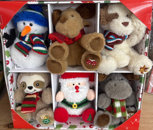 4.5” Plush Bear & Animal Ornaments, 12-piece Set