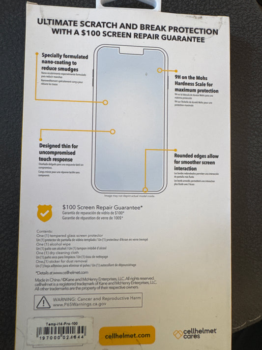 Cellhelmet tempered glass iPhone 14 Pro