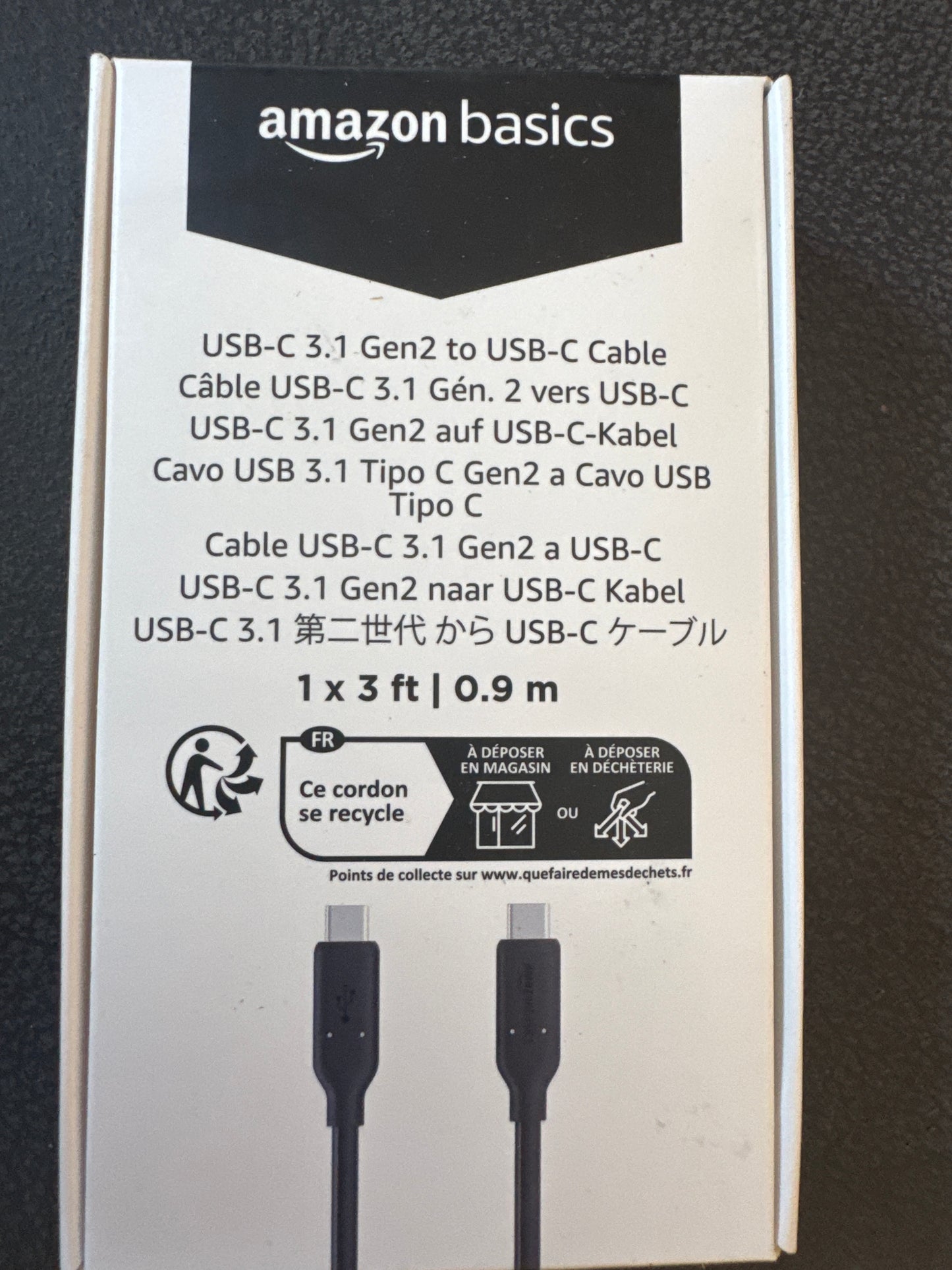 Amazon Basics USB-C to USB-C 3.1 Gen 2 Fast Charging Cable, 60W, 10Gbps High-Spe
