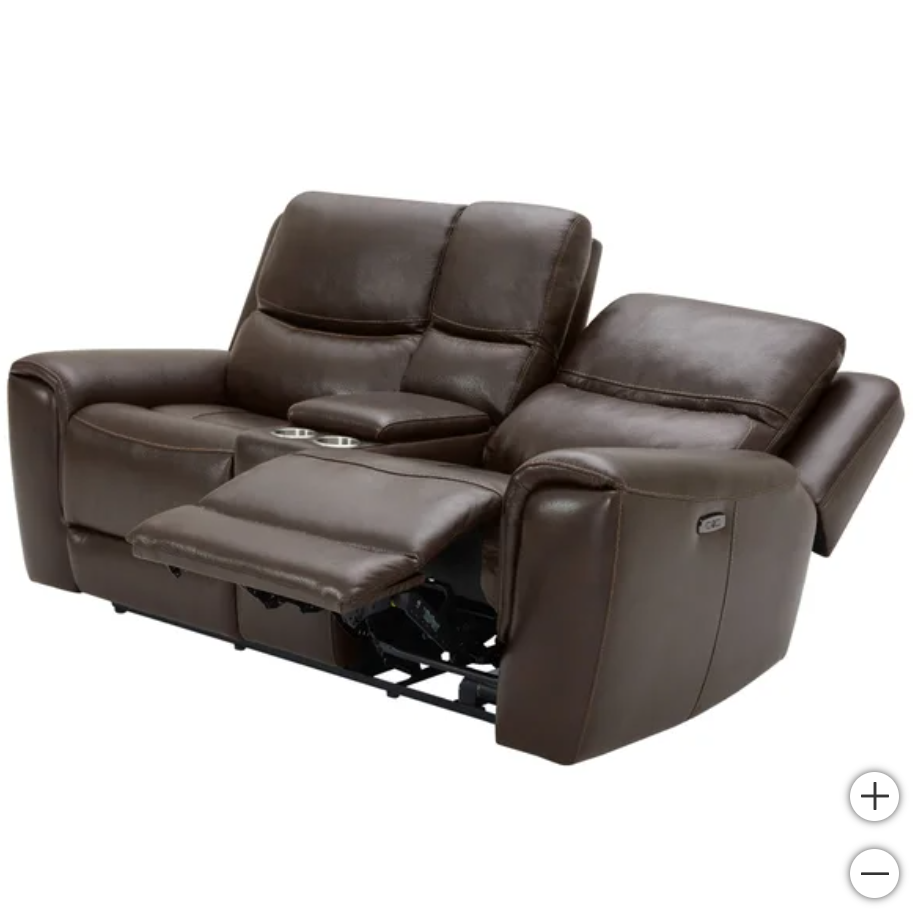 Power Leather Reclining Loveseat-Carey