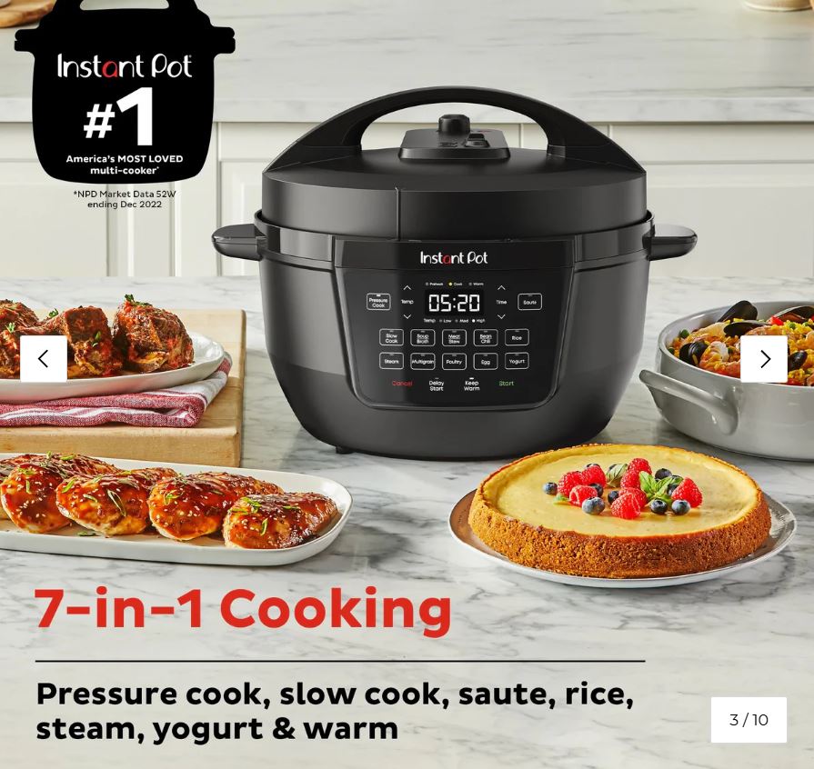 InstantPot RIO Wide Multi-Cooker, 7.5Qt