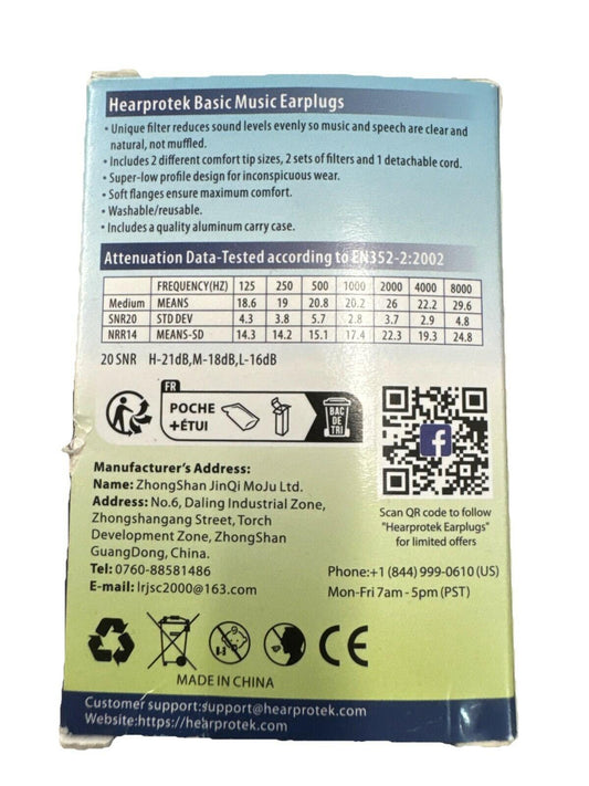 Hearprotek Hi-Fi Spirit Concert Ear Plugs, High Fidelity Silicone Music