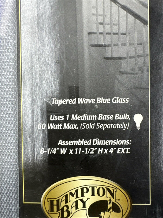 Hampton Bay Silver Finish One Light Sconces Blue Glass