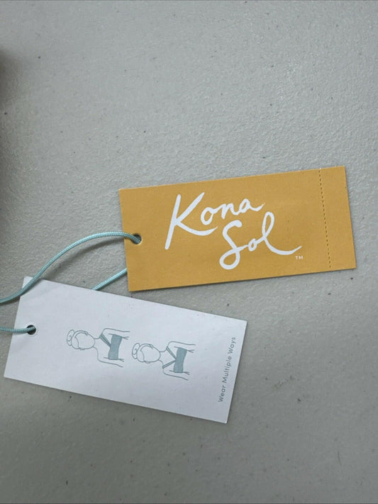 Kona Sol Womens D/DD Orange Tropical Print Bralette Bikini Swim Top