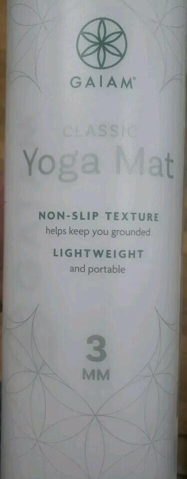 Gaiam Classic Yoga Mat 3MM Lakeside Light Grey Lightweight Portable Non-Slip NEW