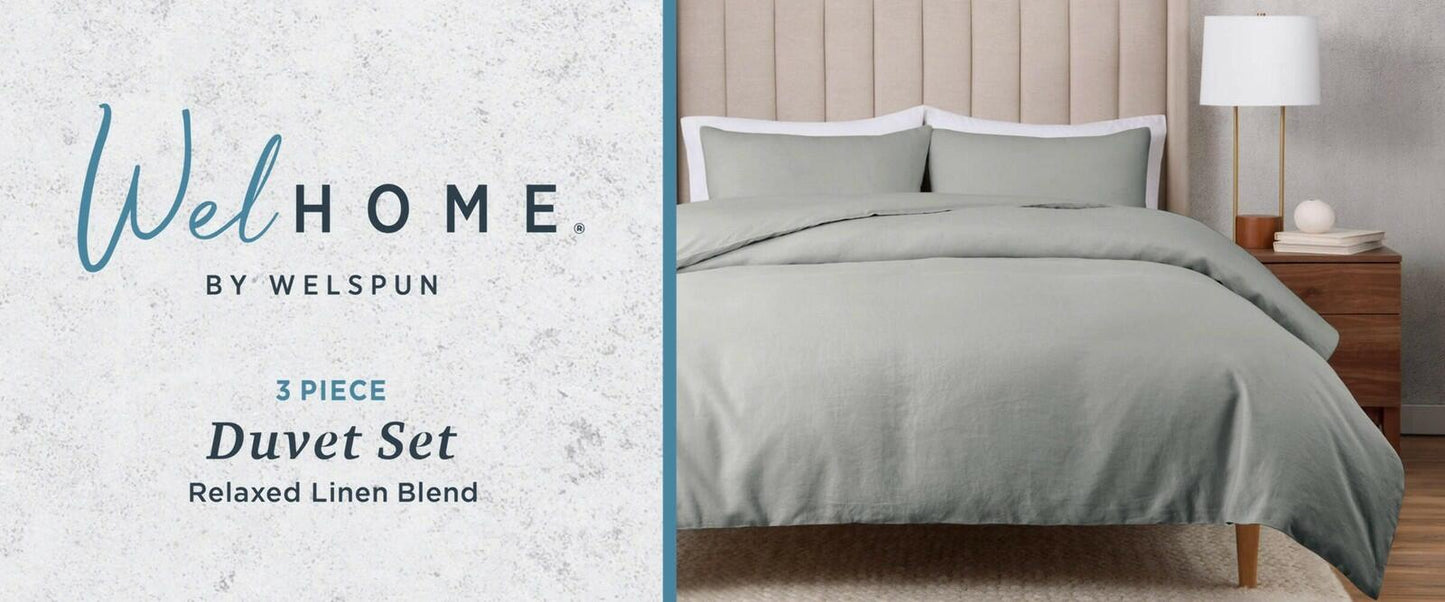 WelHome Cotton Linen Relaxed Duvet Cover, 3-piece Set