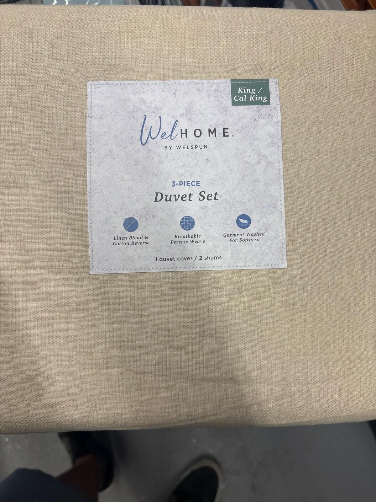 WelHome Cotton Linen Relaxed Duvet Cover, 3-piece Set