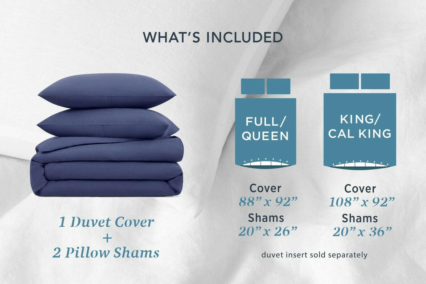 WelHome Cotton Linen Relaxed Duvet Cover, 3-piece Set