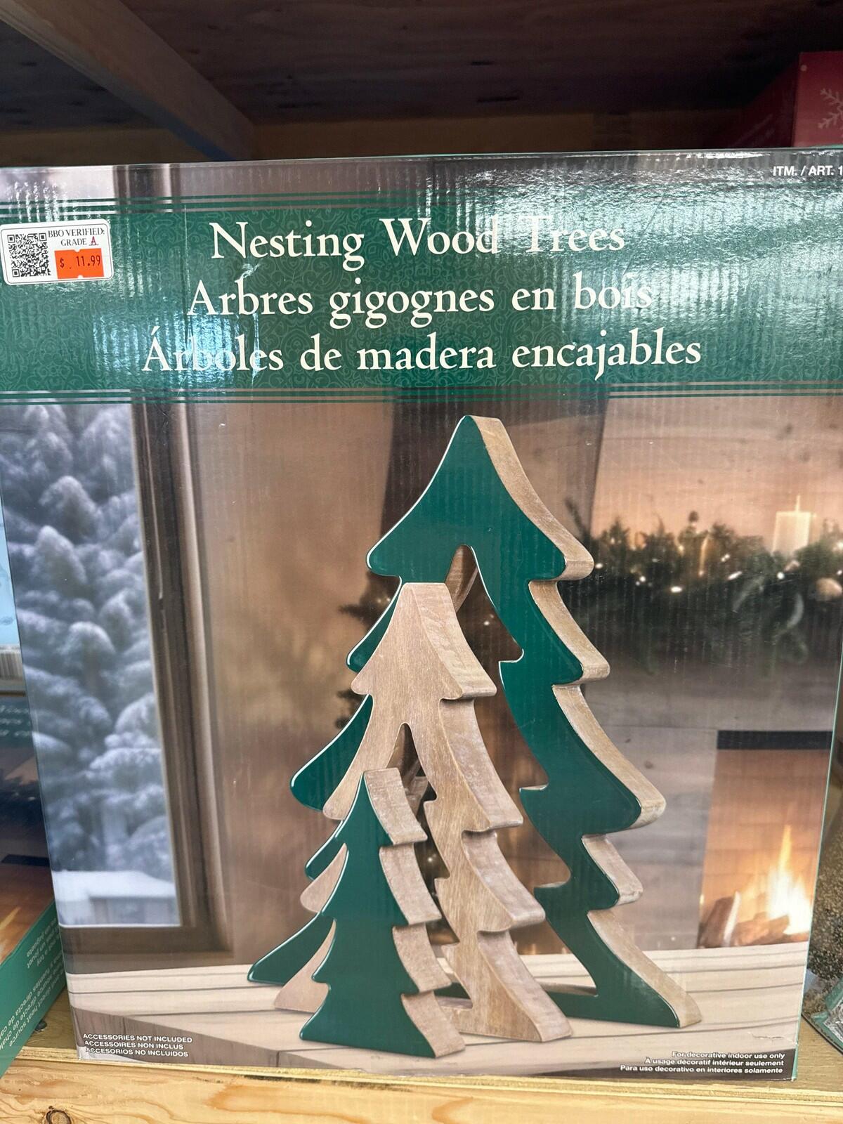 Nesting Wood Trees 45cm Green