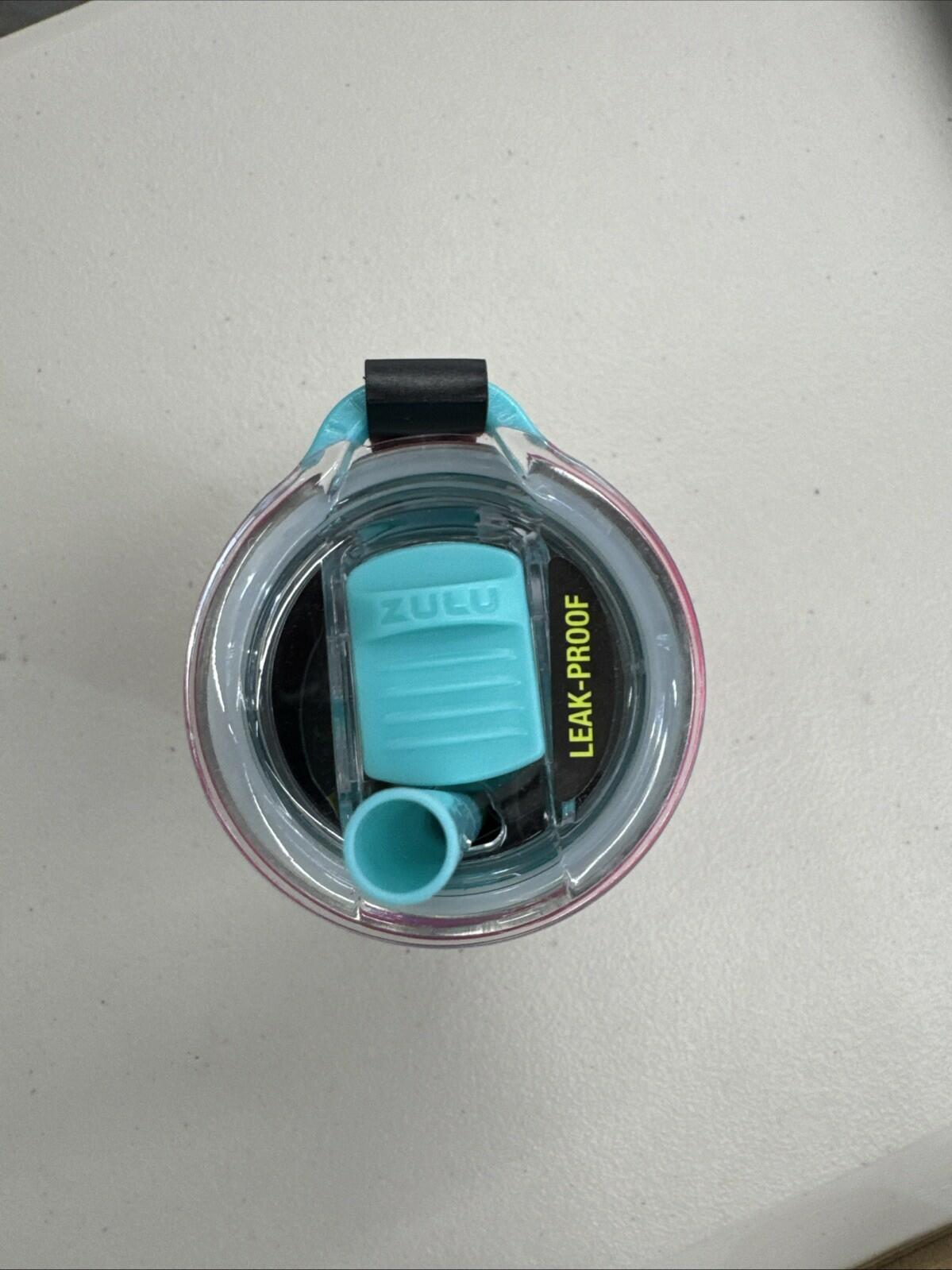 Zulu 12 Oz Pink Teal Water Bottle Straw