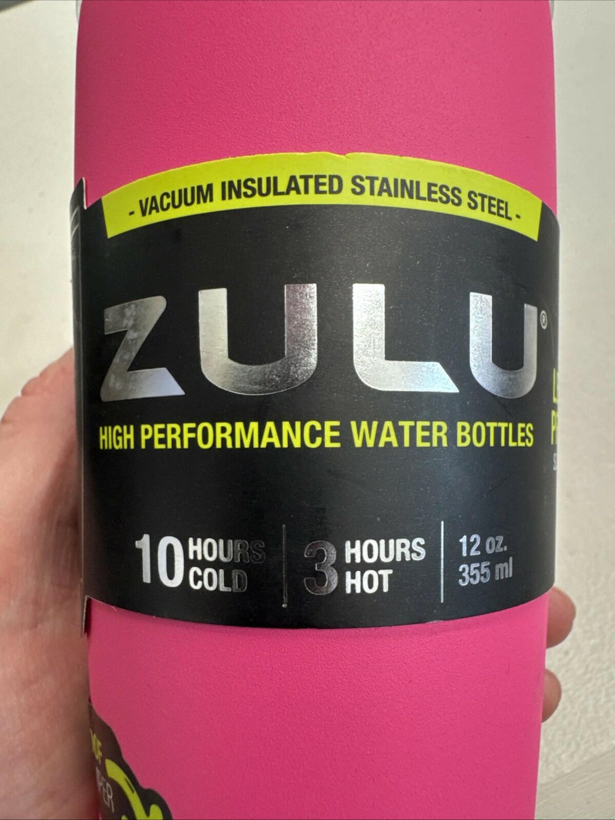 Zulu 12 Oz Pink Teal Water Bottle Straw