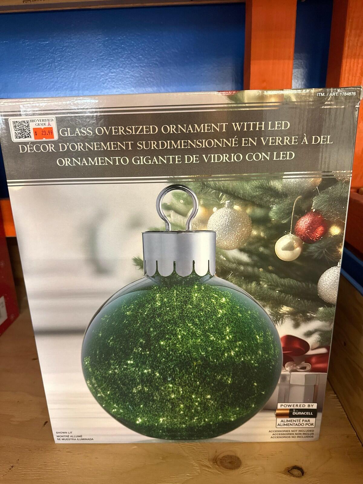Glass Oversized Ornament with Led