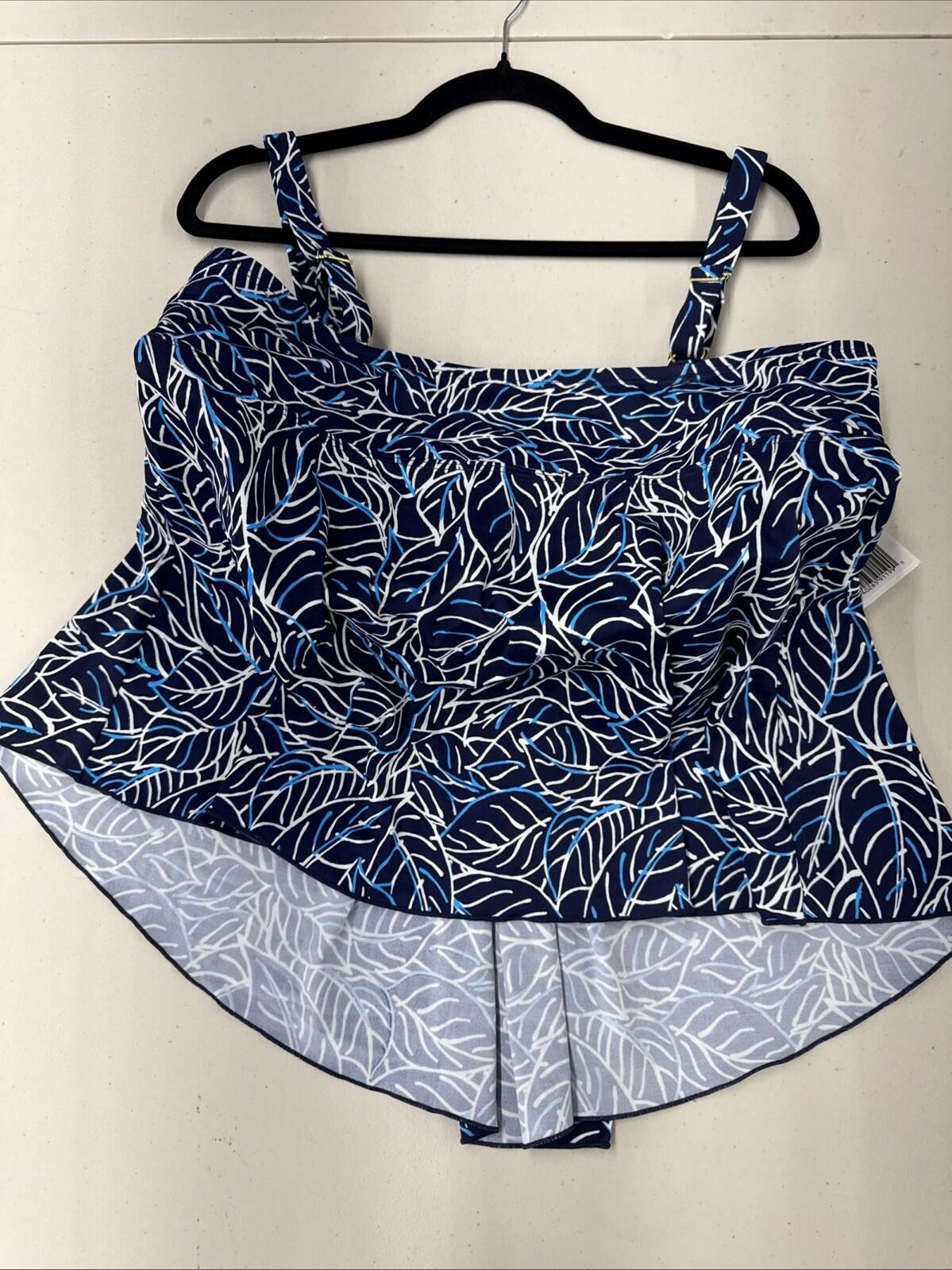 NWT A Shore Fit tummy flattering swim tankini top size 20W