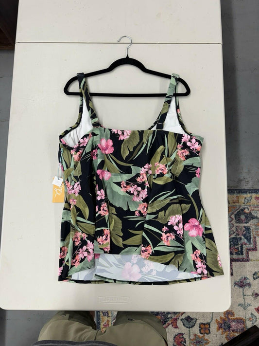 Kona Sol Tankini Top Tropical Floral Size 24 XXL