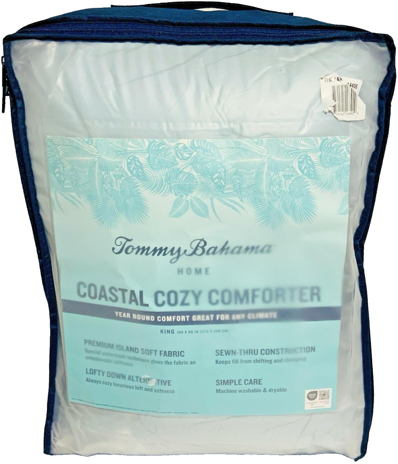 Tommy Bahama Home Coastal Cozy Comforter King Size Blue Aqua, 108 in x 98 in