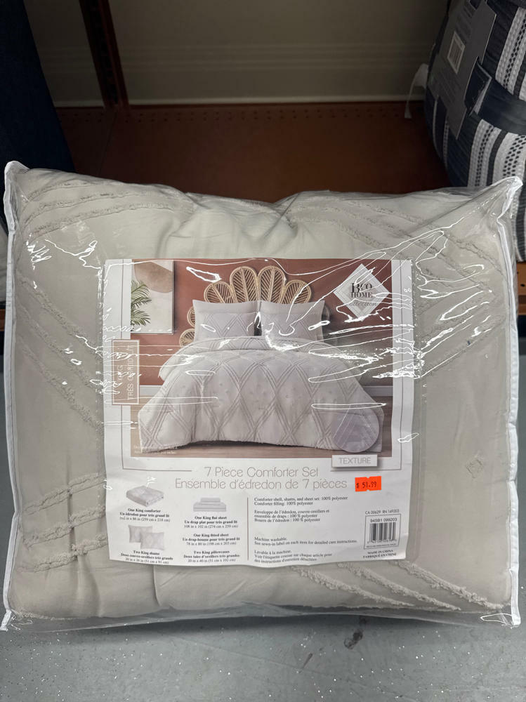 Beco Home Beige Lattice Dot 7 Piece Bed in a Bag  King