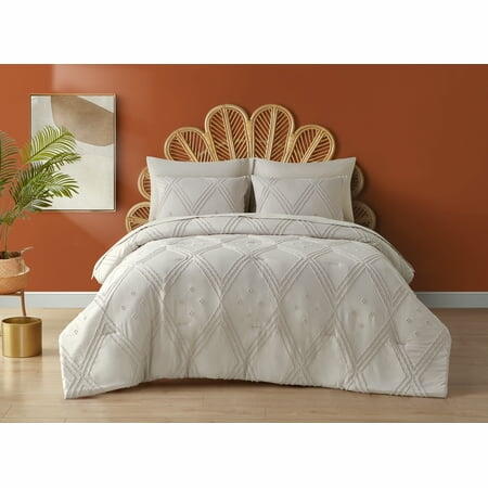 Beco Home Beige Lattice Dot 7 Piece Bed in a Bag King