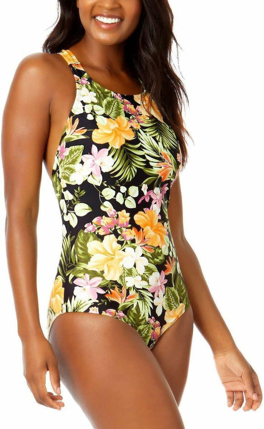 Hurley Womens's UPF 50+ Sun Protection Floral One Piece Swimsuit-xsmall
