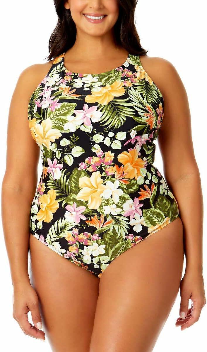 Hurley Womens's UPF 50+ Sun Protection Floral One Piece Swimsuit-xsmall