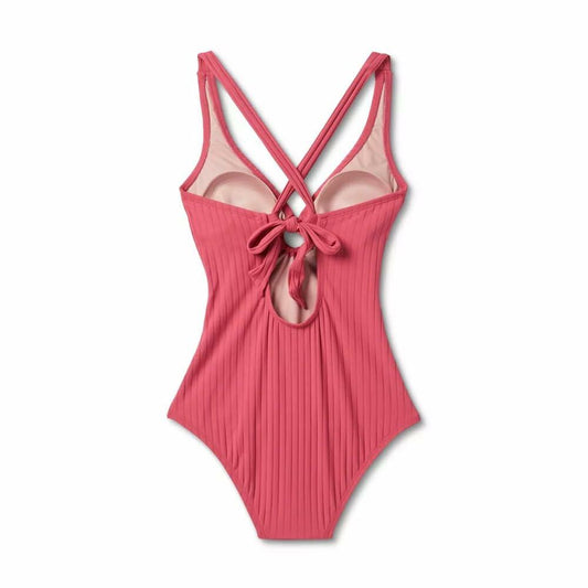 Kona Sol Women's Wide Ribbed Ring Medium Coverage One Piece Swimsuit