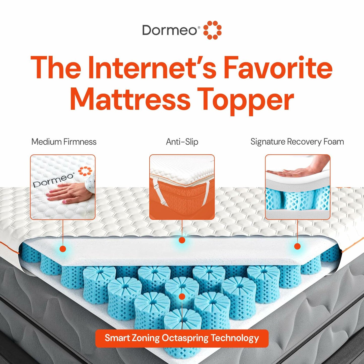 Dormeo Premium King Cooling Mattress Topper - 3-Zone OctaspringⓇ T