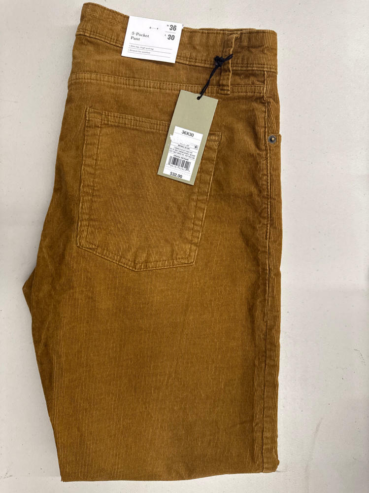 Goodfellow & Co Men's Slim Straight Corduroy 5-Pocket Pants - (US, Waist Inseam, 36, 30, Brown)