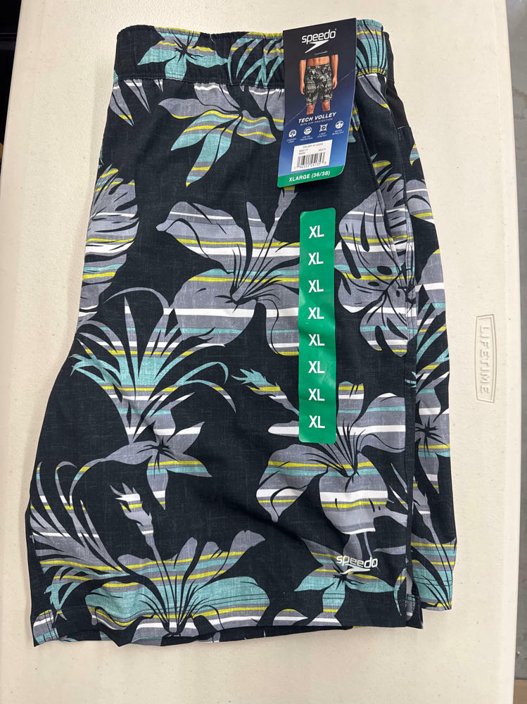 Speedo Men's Swim Trunk Tech Volley Black Floral - Sz XL