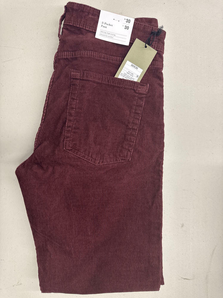 Goodfellow & Co Men's Slim Straight Corduroy 5-Pocket Pants - (US, Waist Inseam, 30, 30, Grape Purple)