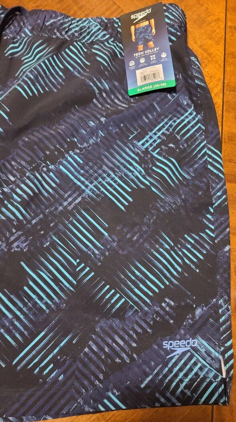 New Speedo Men's Hydro Tech Volley Swim Shorts Dark Blue Size XL (36/38)
