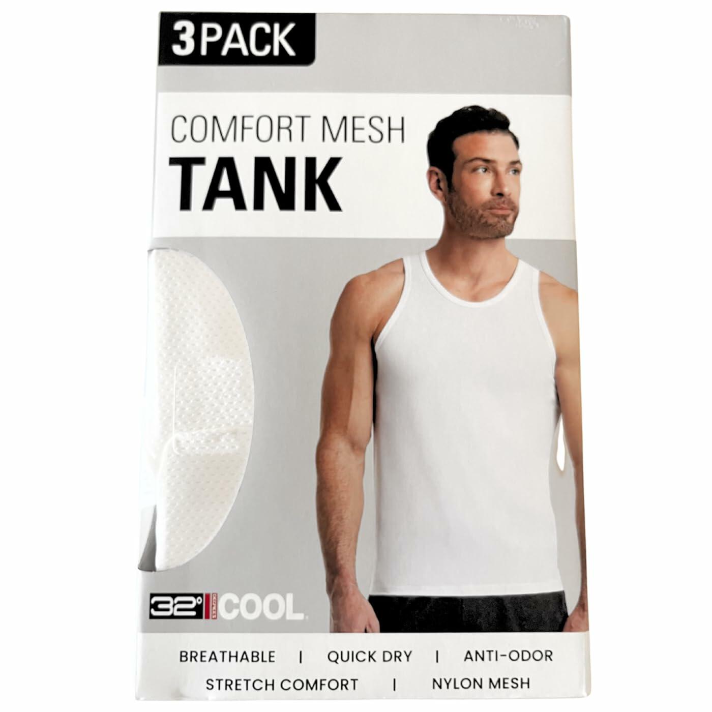 NEW 32 Degrees Comfort Mesh Tank Top, 3 Pack, Small White