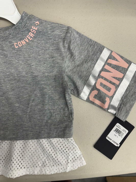 Converse Girl's Kids Siyah Kız Çocuk T-Shirt White Size 5