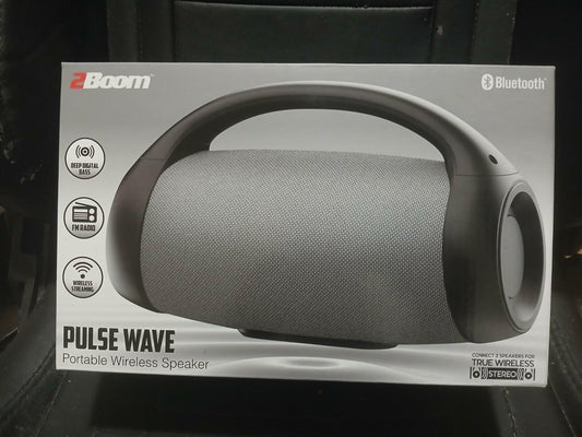 2Boom Pulse Wave Portable Wireless Speaker Grey Brand New!