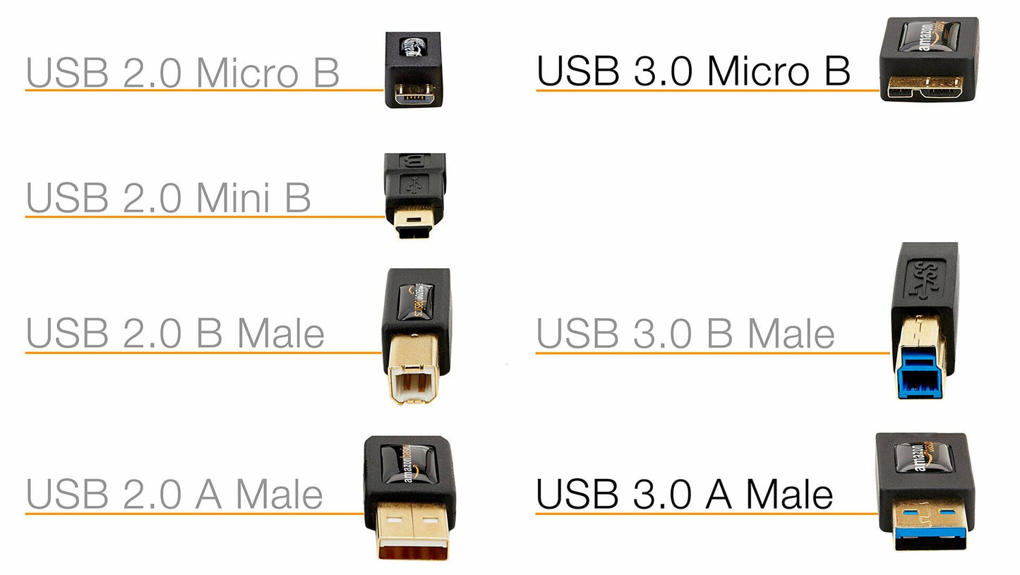 Amazon Basics Micro USB2USB-A 3.0 Charger Cable, 4.8Gb High-Speed/Gold Plugs-3ft