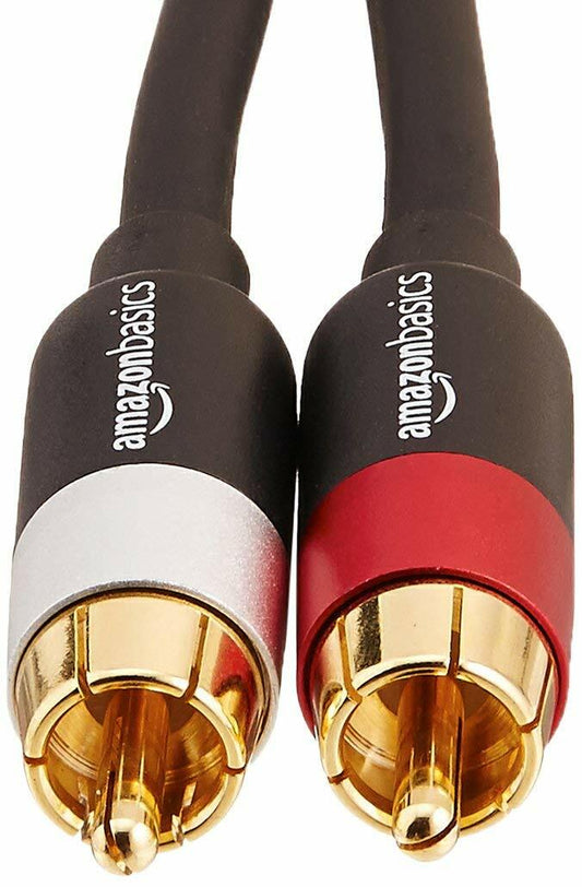 Amazon Basics 2 RCA Audio Cable, Active Speakers or Subwoofer/gold-Plated-8 Feet