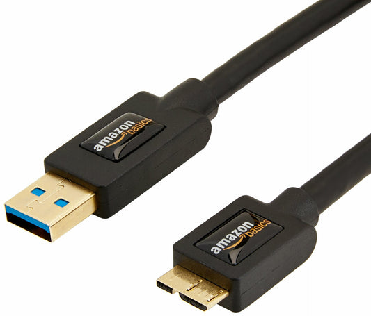 Amazon Basics Micro USB2USB-A 3.0 Charger Cable, 4.8Gb High-Speed/Gold Plugs-3ft