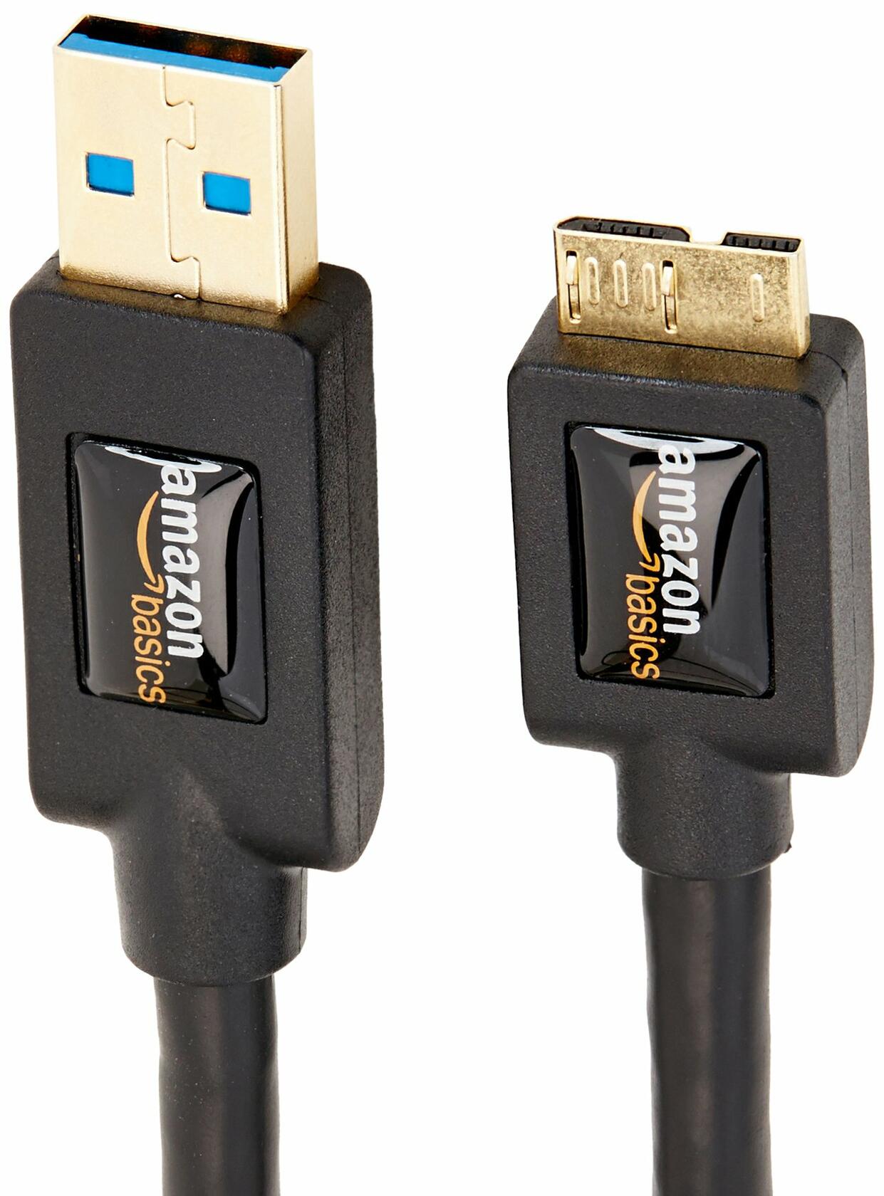 Amazon Basics Micro USB2USB-A 3.0 Charger Cable, 4.8Gb High-Speed/Gold Plugs-3ft