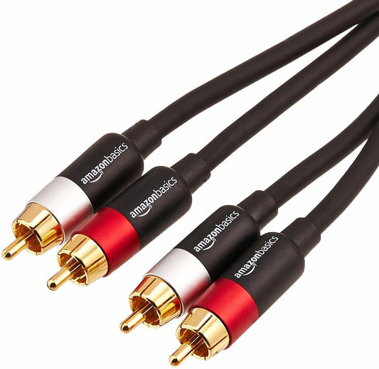 Amazon Basics 2 RCA Audio Cable, Active Speakers or Subwoofer/gold-Plated-8 Feet